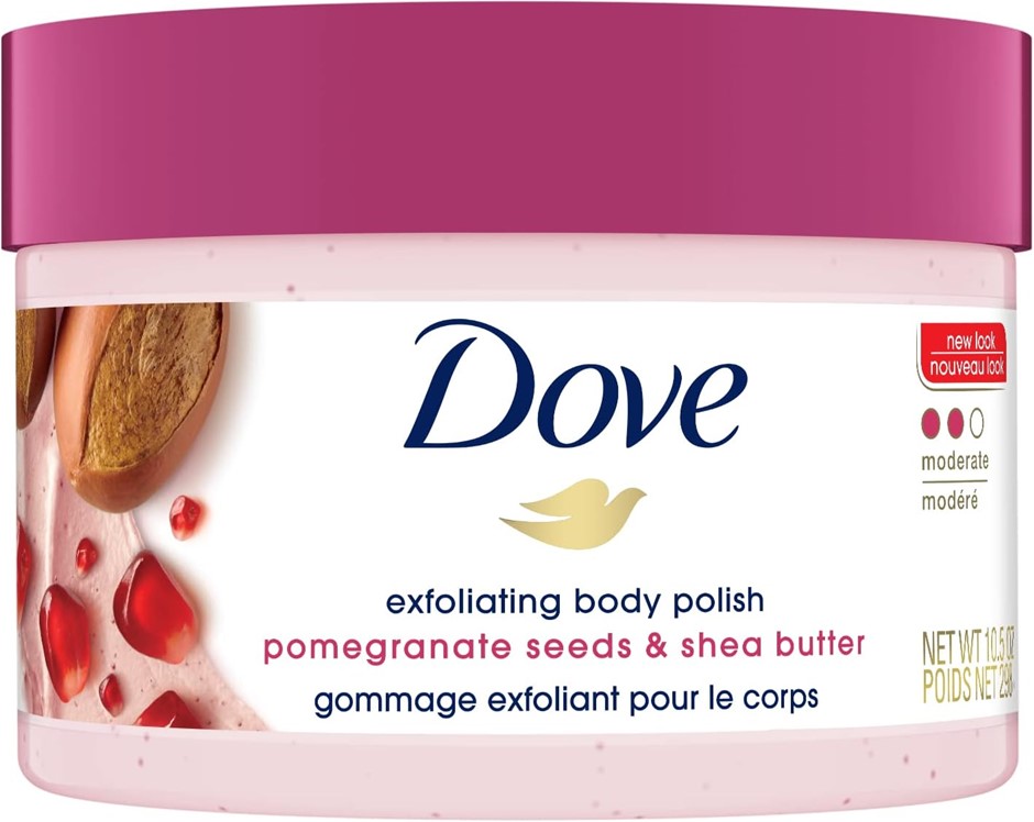 2 x DOVE Body Scrub Pomegranate Seeds & Shea Butter Gentle Exfoliating Body