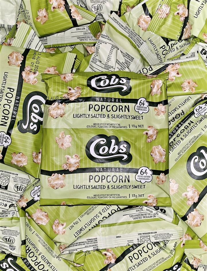 70 x COBS Natural Popcorn, Lightly Salted & Slightly Sweet, 13g. Best Befor