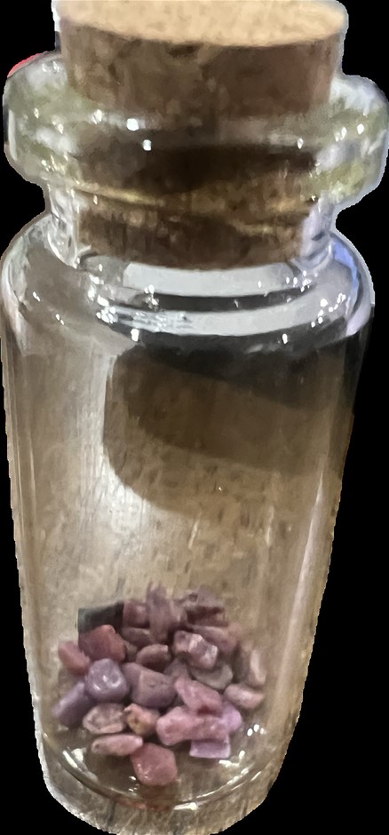 10 carat Natural Red Ruby rough in glass vial