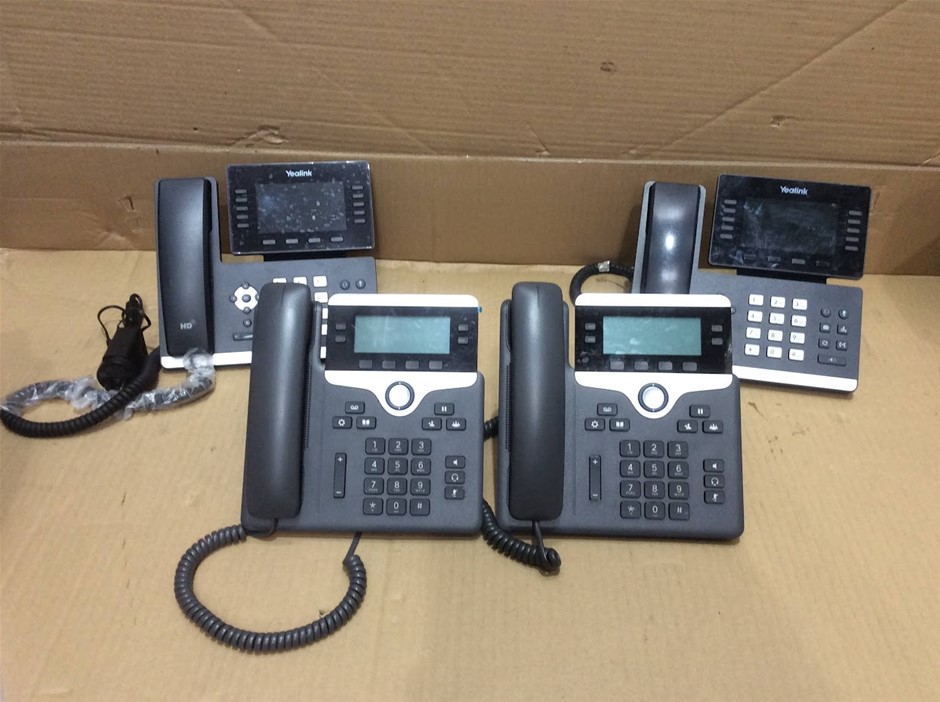 Cisco CP-7841 IP Phone + Yealink SIP-T54W IP Phone (Lot of 4)