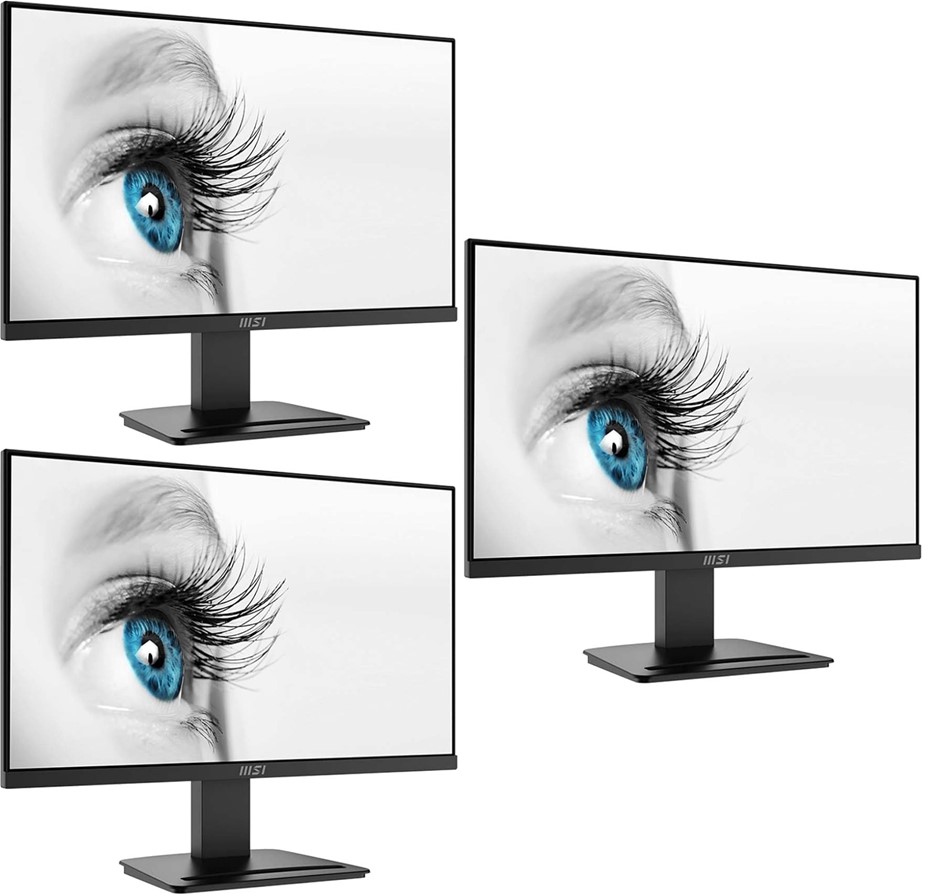 3 x MSI PRO MP2412 23.8" Eye Care Ergonomic Business Computer Monitor, FHD