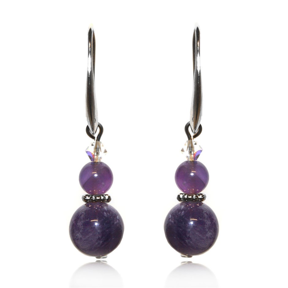 Amethyst & Swarovski® Crystal Real Platinum Plated Earrings