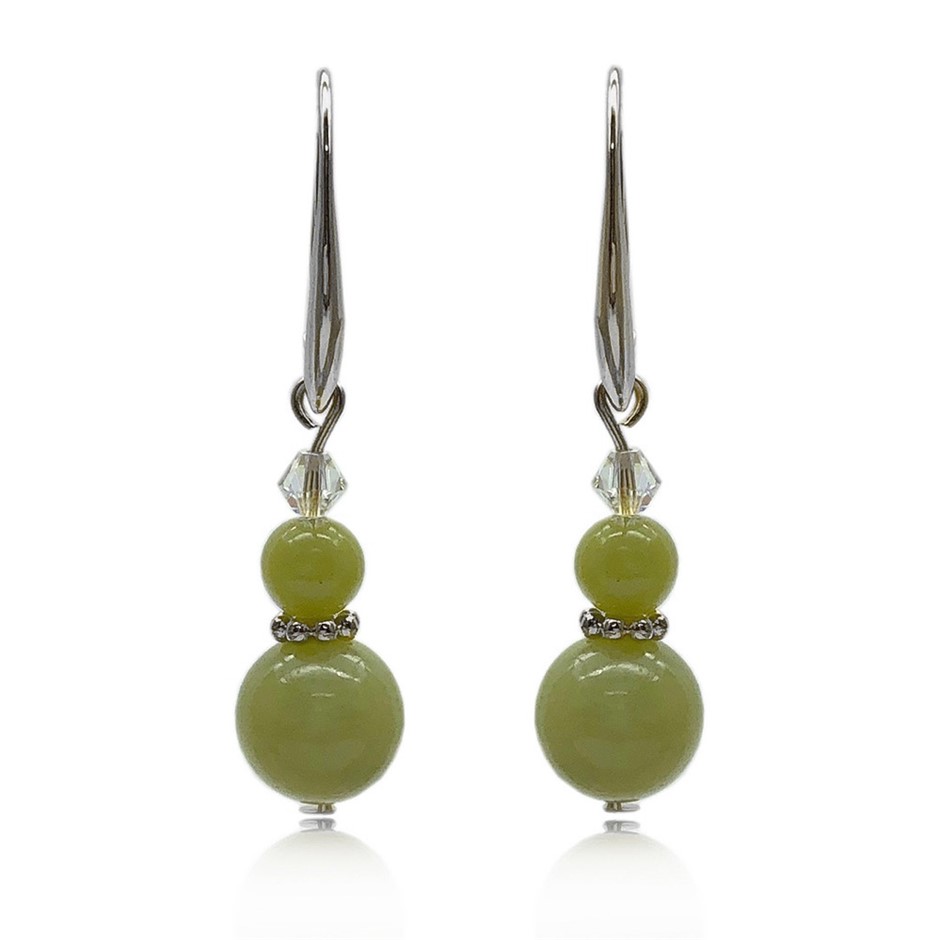 Peridot & Swarovski® Crystal Real Platinum Plated Earrings