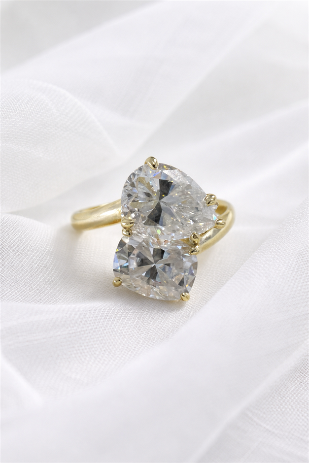 3.5ctw Moissanite Toi Et Moi Ring 18K Gold on Solid Sterling Silver