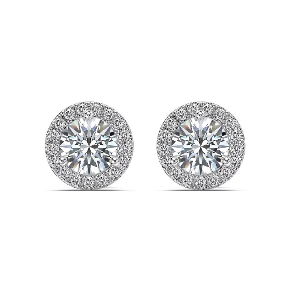 0.50ct Round Cut GRA Certified Moissanite 925 Sterling Silver Earrings
