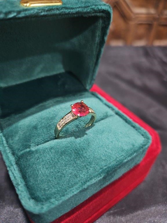 14K/Italy 1.0ct Ruby Stone Yellow Gold Filled Ring(stamped)-6US