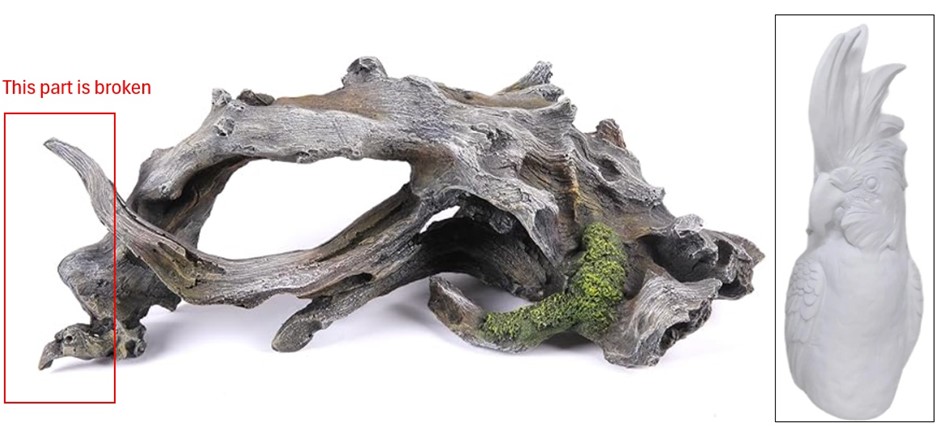 BUNDLE of 2: U LIKE HOMEWARES Poly Parrot Figurine (White, 26.5 cm Height)