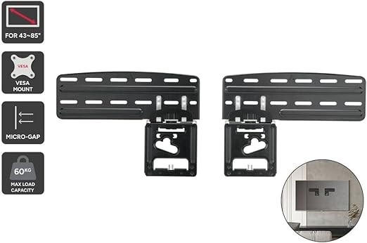 KOGAN Micro-Gap Fixed TV Wall Mount, Compatible for 43 inch - 85 inch Samsu