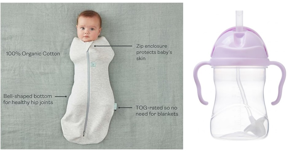 BUNDLE of 2: ERGOPOUCH Organic Cotton Cocoon Swaddle Bag (0.2 TOG, 0-3 Mont