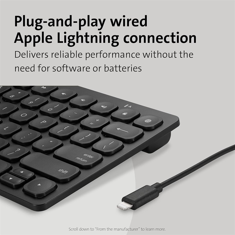 KENSINGTON Wired Compact Keyboard Lightning Connector.