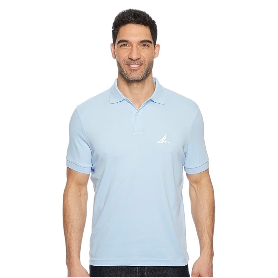 NAUTICA Men's Pique Polo, Size XL, 100% Cotton, Denim Blue (423), K50225.