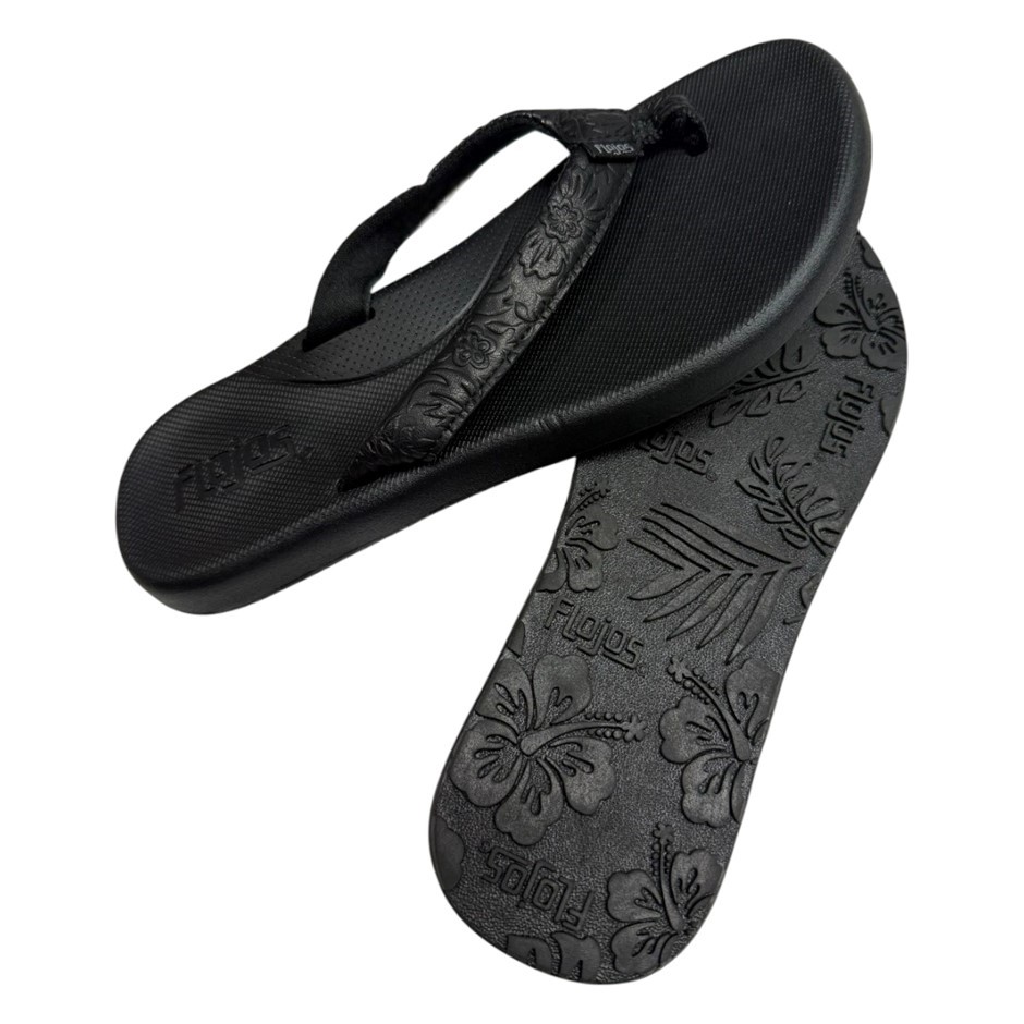 FLOJOS Women's Rosita Flip Flops, Size 8, Black Artisan. Buyers Note - Dis