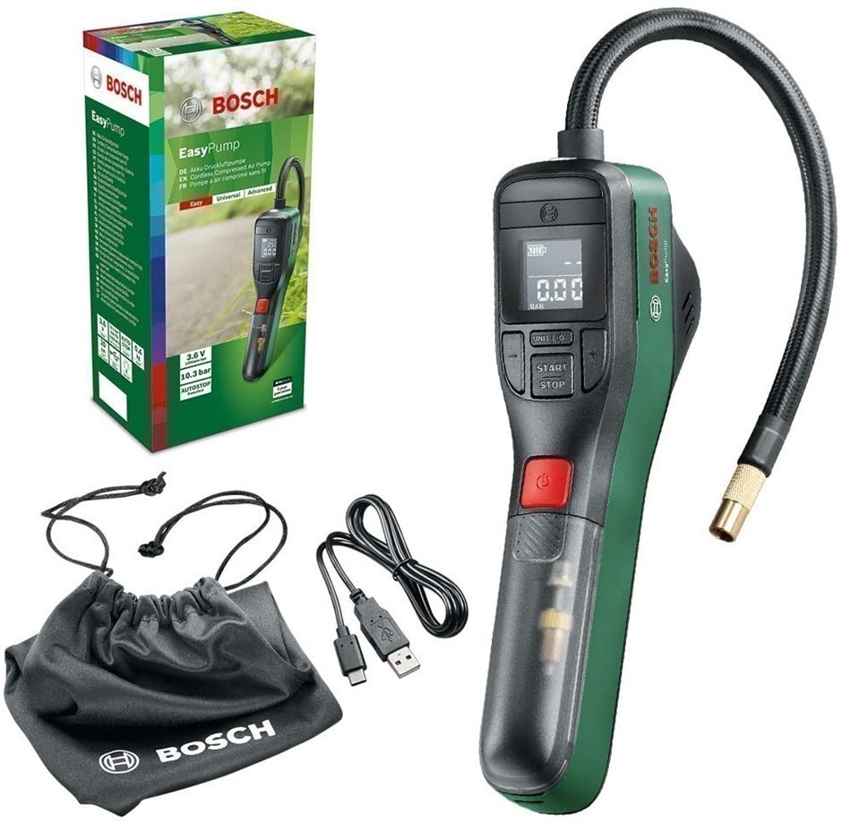 BOSCH Electric Air Pump Mini Compressor EasyPump (3.0 Ah Battery, 3.6 Volt,