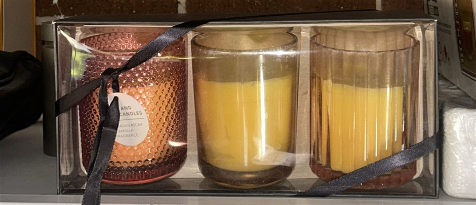 3x Pink & Amber Candles