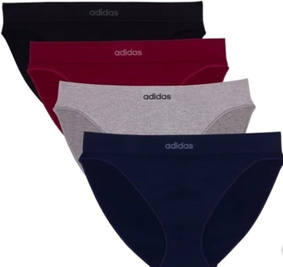 ADIDAS Womens 4 Pack Seamless Bikini Underwear, Multicolour Size XL