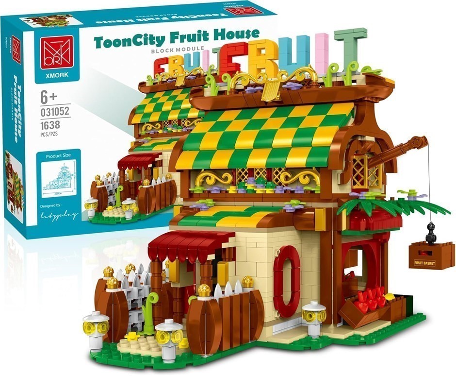 XMORK City Fruit Shop Building Toy - 1638 Pieces Store Block Set with Light