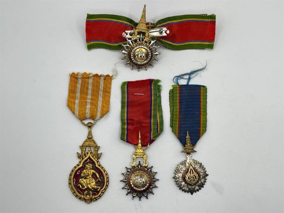 4 x Asstd Thailand and Laos Officers/Knights Commemorative medals