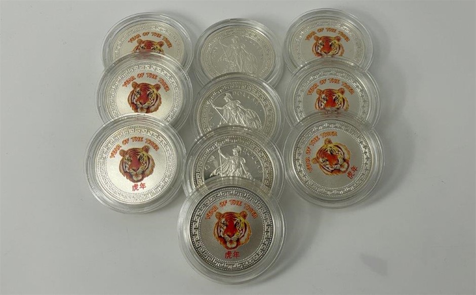 Approx. 10 x 1998 Great Britain Proof Sterling Silver Trade Dollars