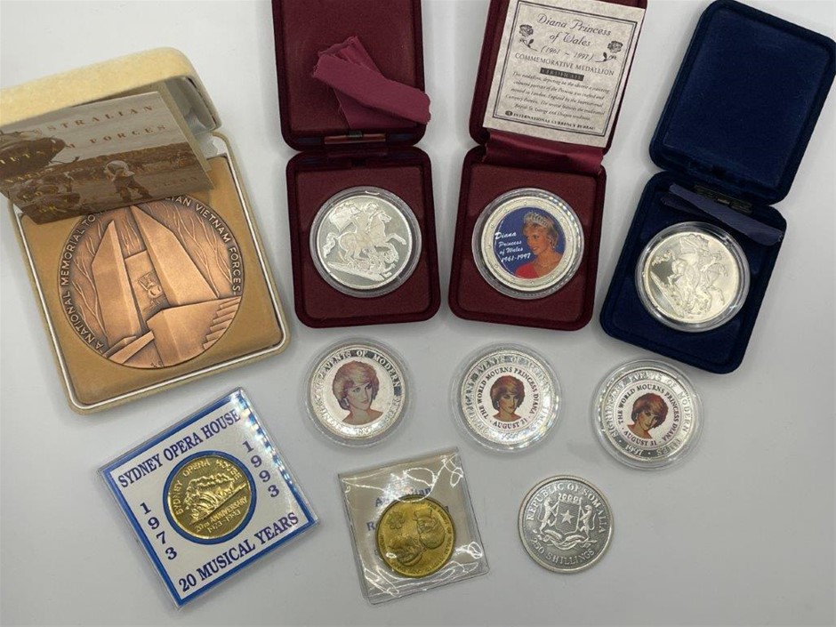 Approx. 10 x AU & World Commemoratives, Mostly Princess Diana