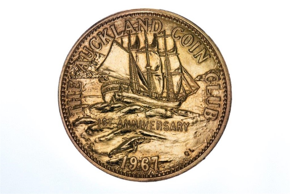 The Auckland Coin Club, 1st Anniversary, 1967, struck in 9Ct gold