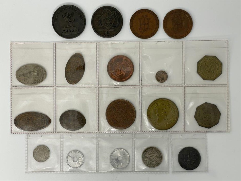 Approx. 19 x Asstd World tickets, coins and pennies