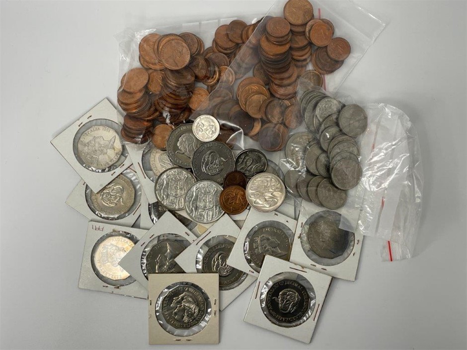 Approx. 186 x Asstd Australian Coins, In Silver and Bronze