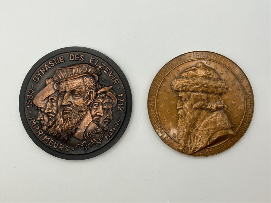 2 x France and Germany commemorative printing medallions