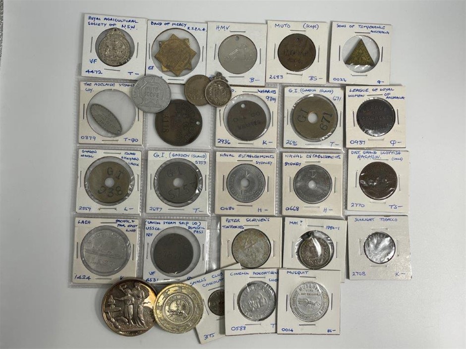 Approx. 28 x Asstd AU Miscellaneous Tokens, Checks & Passes