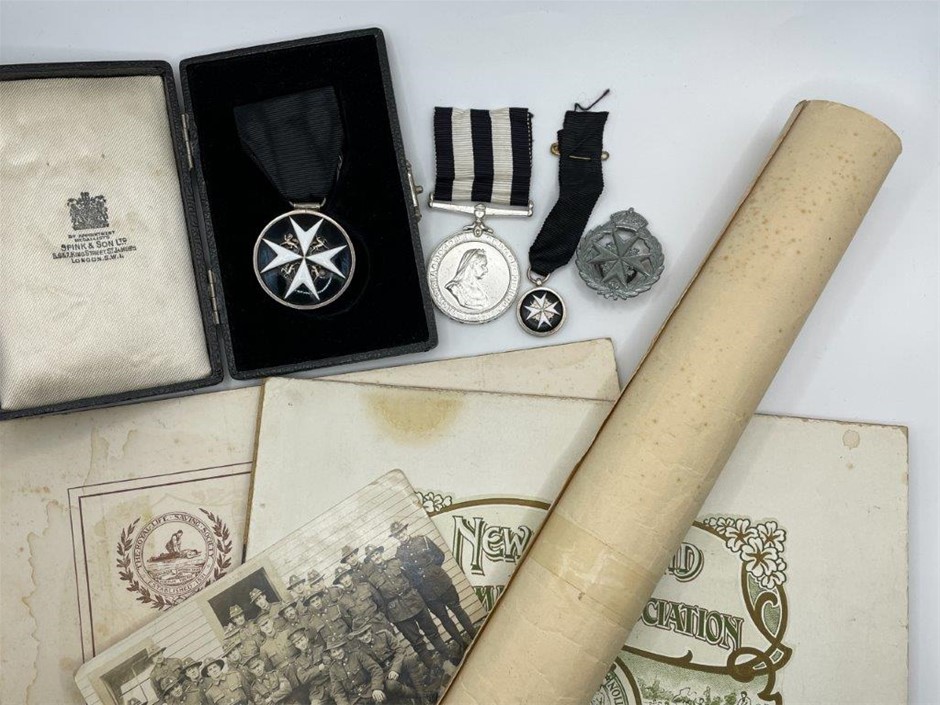 Pair: St John of Jerusalem Serving Brother w/ matching mini service medal