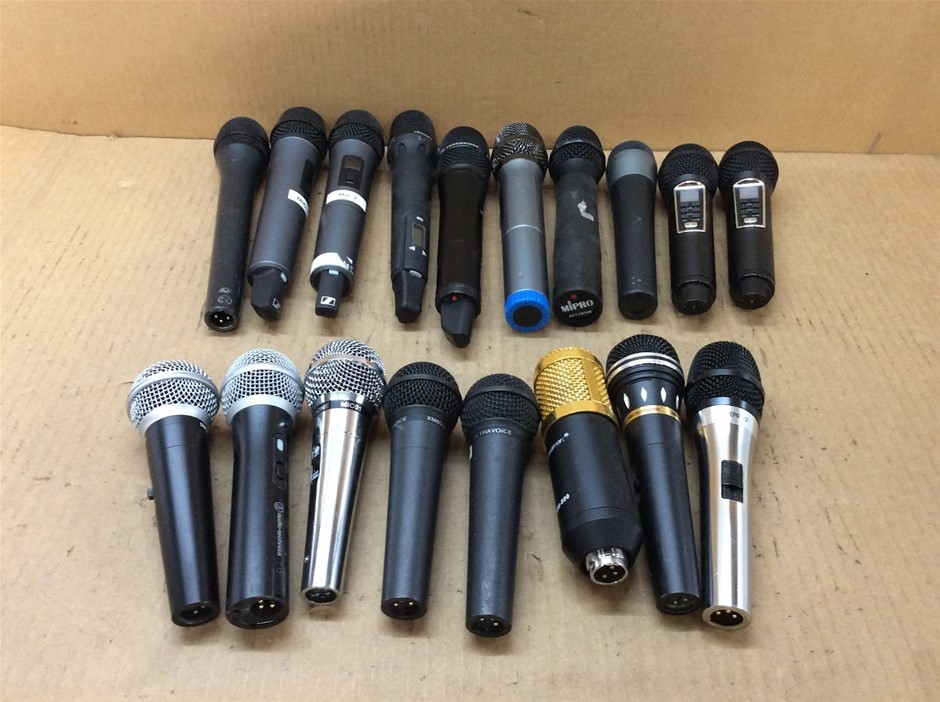 Shure Sennheiser Audio-Technica Dynamic Wireless Microphones (Lot of 18)
