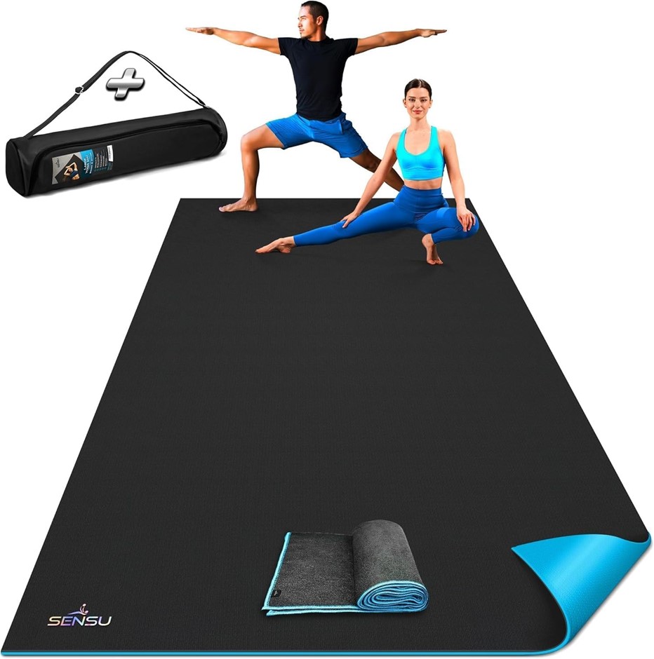 SENSU Extra Thick Large Yoga Mat Non-Slip Surface for Extra Grip, 9ft x 6ft