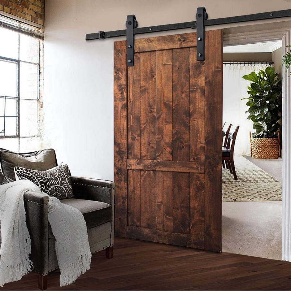 ARTISS Cefito Sliding Barn Door Hardware, 2.44m Bypass Barns Doors Rail Tra