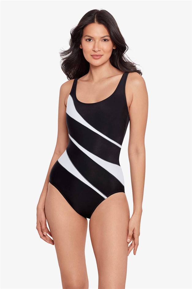 MIRACLESUIT Women's Helix Swimsuit, Size US10, Black/White.