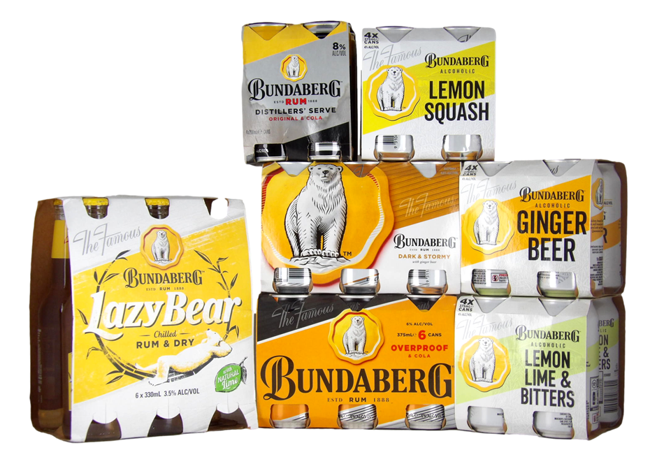 Mixed Premix Bundaberg Rum Pack (24x 375mL + 4x 250mL + 5x 330mL) Qld