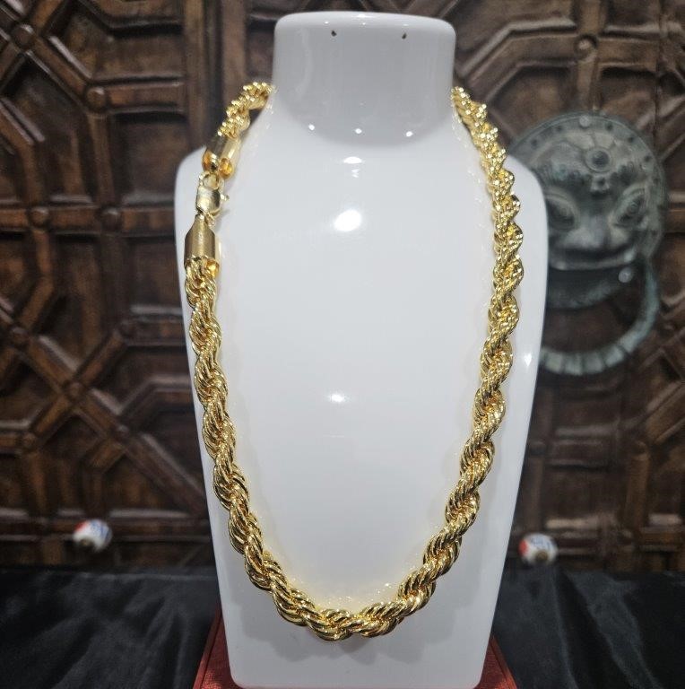 22KGold Filled/Italy Stamped Yellow Rope Chain -50CM-10MM