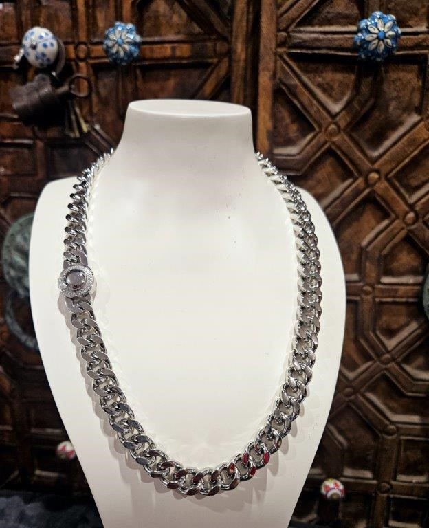 Italy 18K Triple White Cuban Chain (18KGold Plated/Italy)Stamped-65cm-10mm