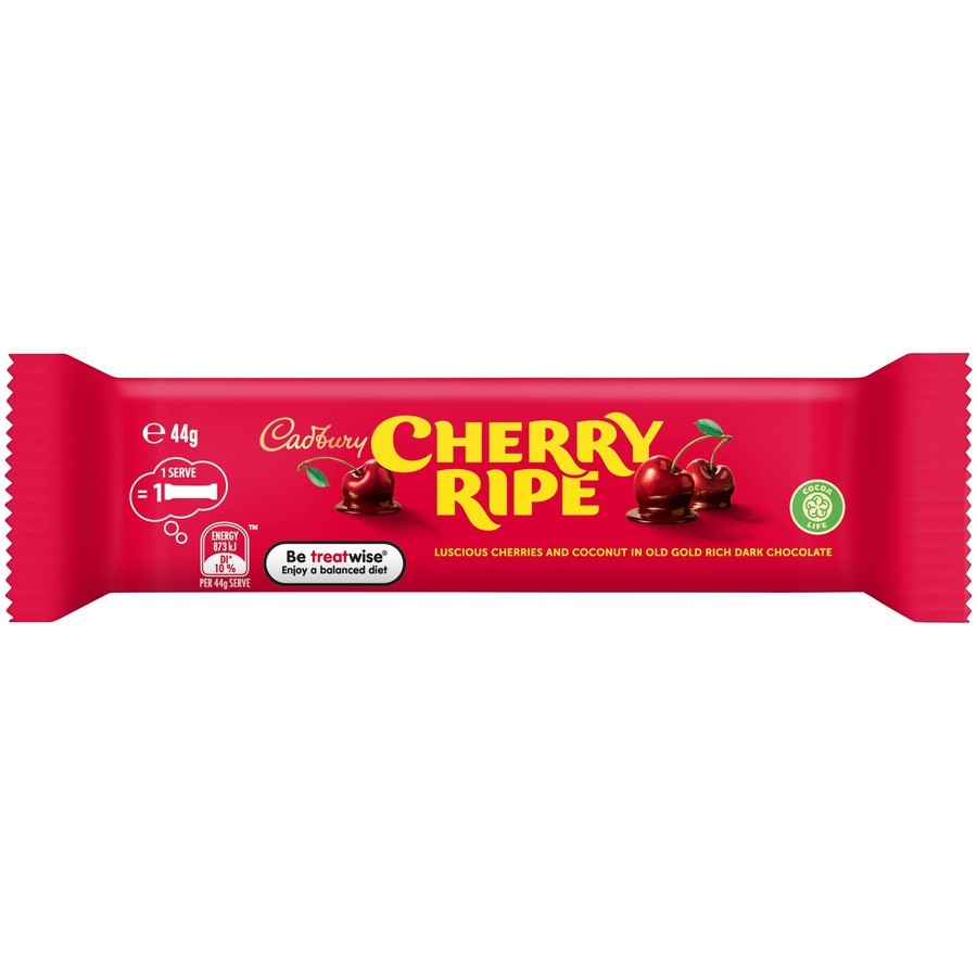 32 x CADBURY Cherry Ripe Chocolate Bars, 44g. Best Before: 05/2026.