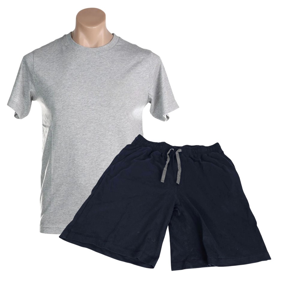 ADVENT Men's Pure Cotton Sleep Set, Size L, 100% Cotton, Grey/Navy. Buyers