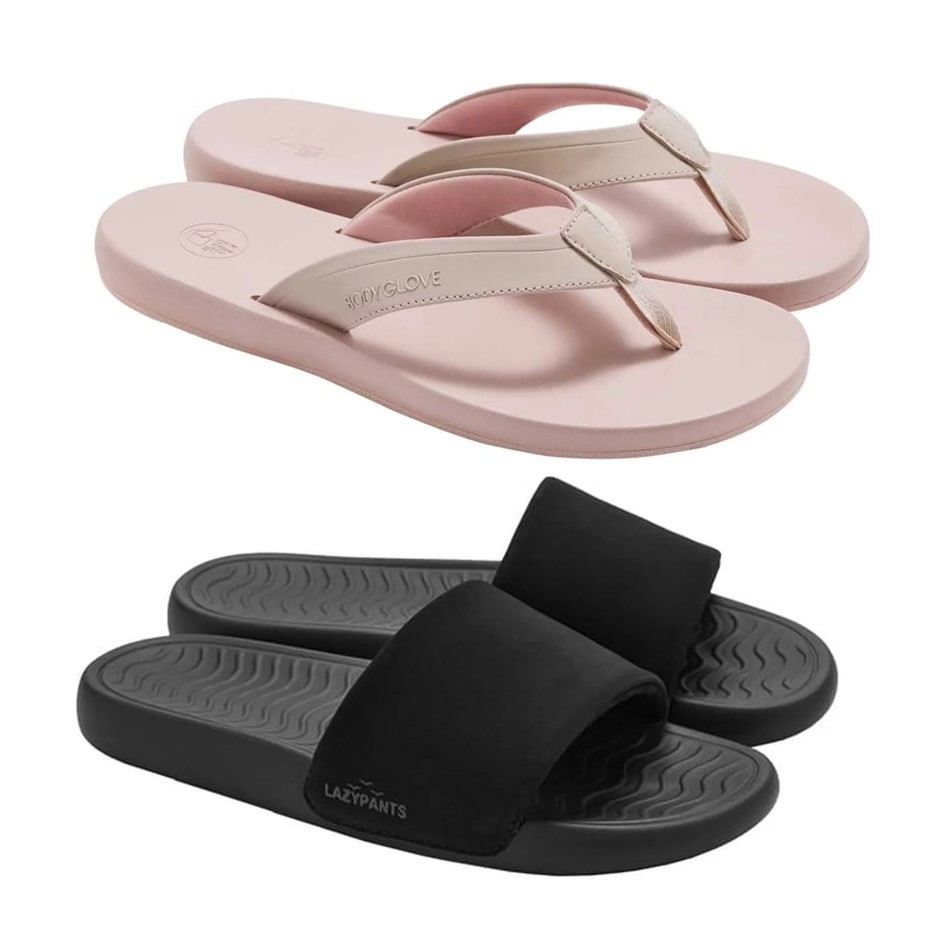 2 Pairs x Women's Shoes, Size US9, Incl: LAZYPANTS & BODY GLOVE, Black & Pi