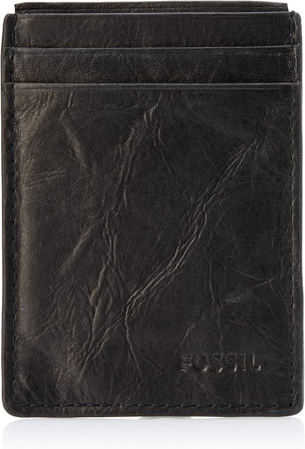 FOSSIL Men's Leather Minimalist Magnetic Card Case with Money Clip Front Po
