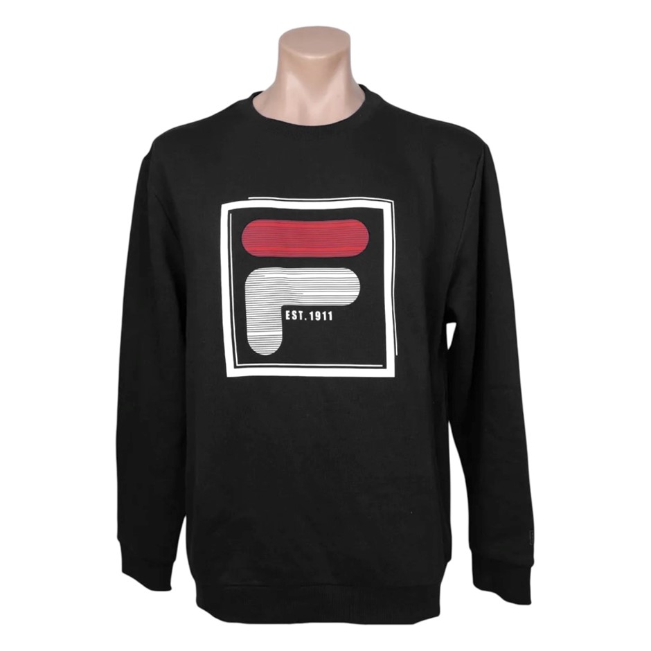 FILA Ridge Crew, Size XL, 60% Cotton, Black (001), 163260. Buyers Note - D