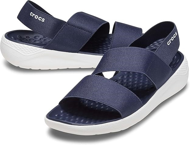 CROCS Women's LiteRide Stretch Beach Sandals, US5/UK3, Navy/White, 206081.