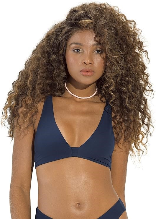 MAAJI Women's Hera Fixed Triangle Reversible Bikini Top, Size XL, Blue, 34