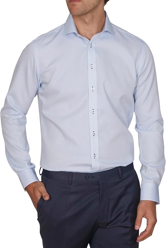 ABELARD Men's Waffle Slim Dobby Shirt, Size S, Sky, A222112128. RRP: $109.
