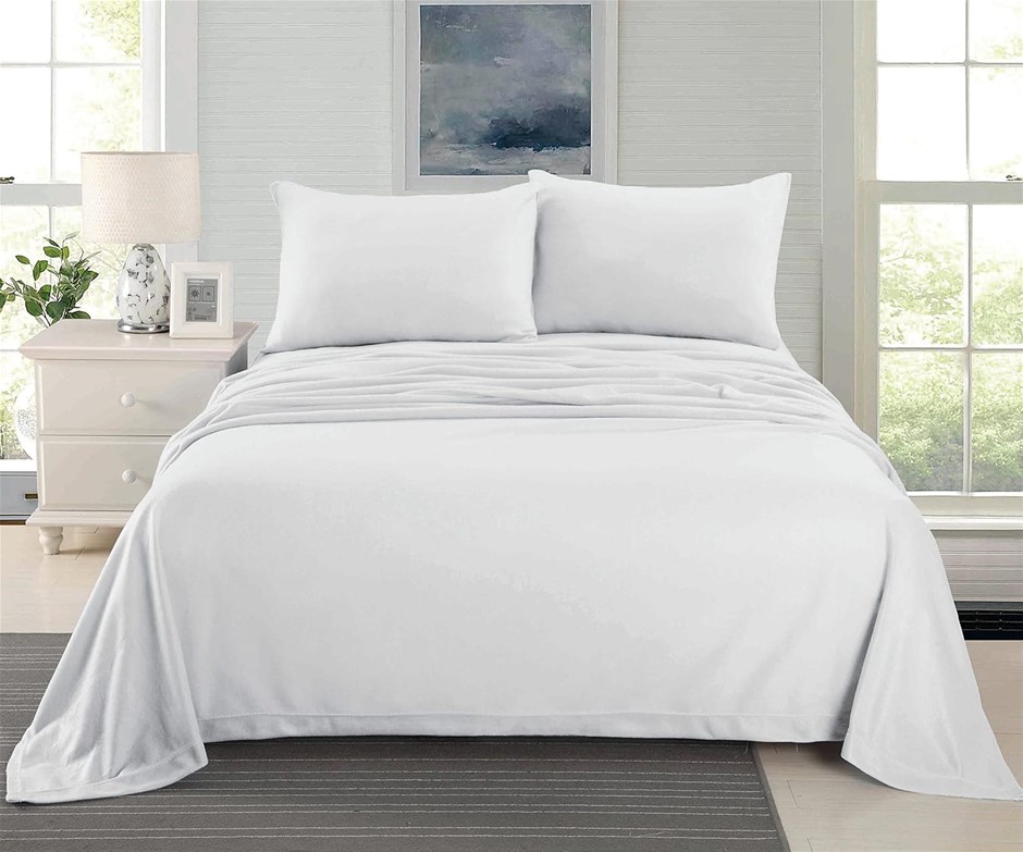 RAMESSES Cashmere Touch Flannelette Sheet Set, King, Silver.