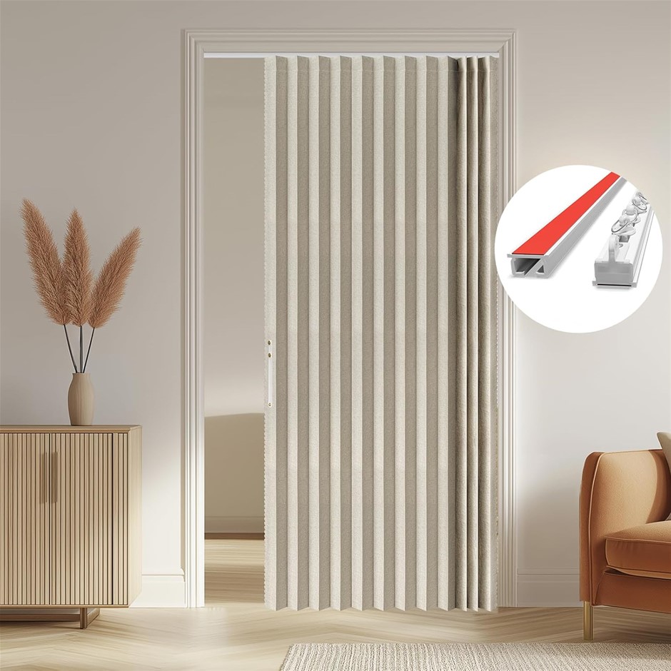 AJAZZ 100% Blackout Accordion Door Curtain for Sliding Glass Door Invisible