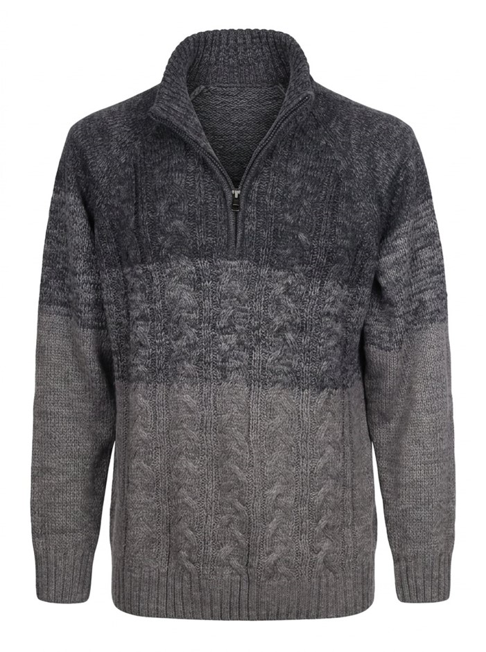 WEATHERPROOF Knit Zip Mock-Neck Pullover, Size L, Grey Marl.