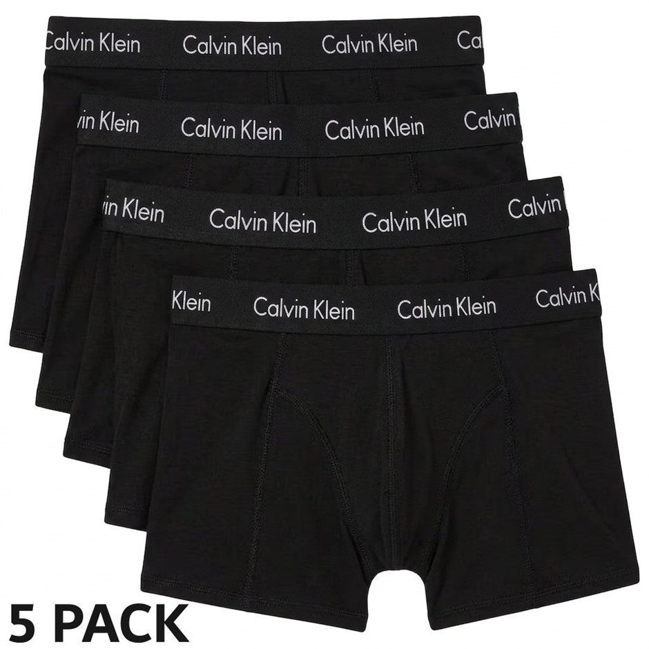 CALVIN KLEIN Men's Trunks 5 Pack Black with Black Band