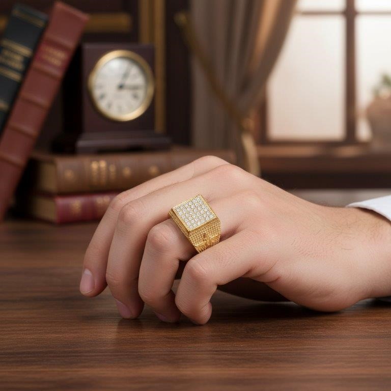 Italy 925 Silver  Hip Hop Men's Ring (Stamps)-12 US