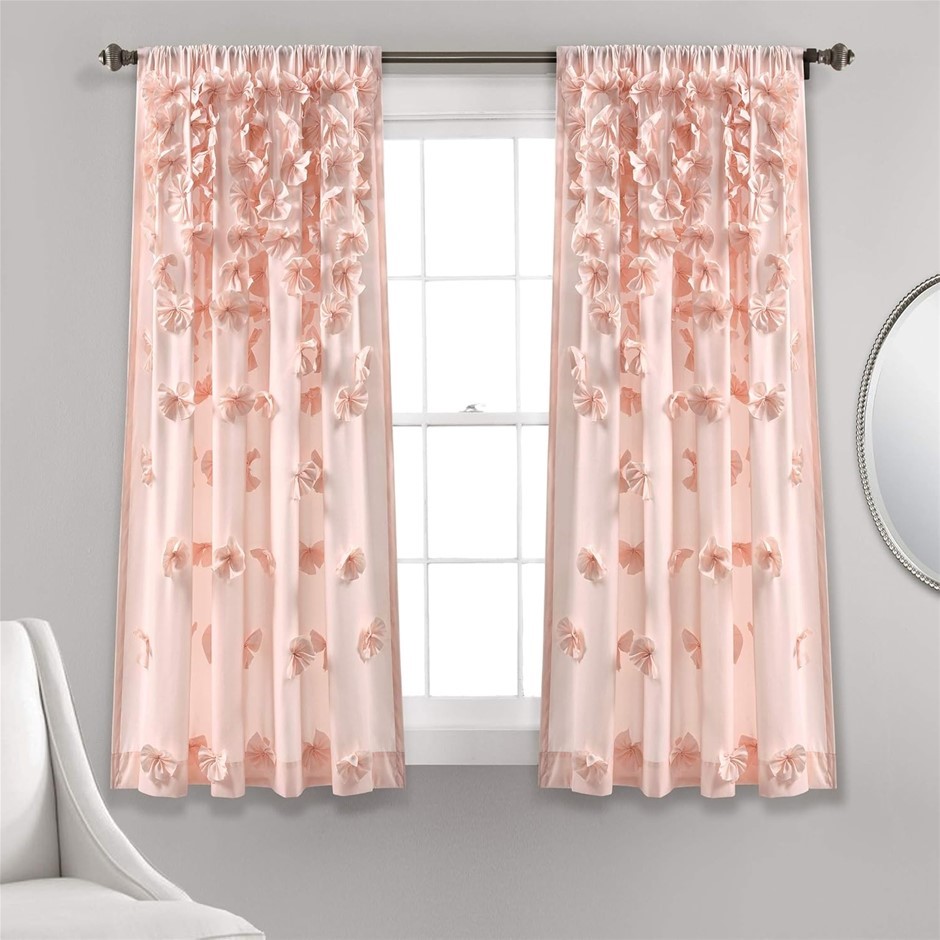 2 x LUSH DECOR Riley Light Filtering Window Curtain Panel, 54" W x 63" L (1